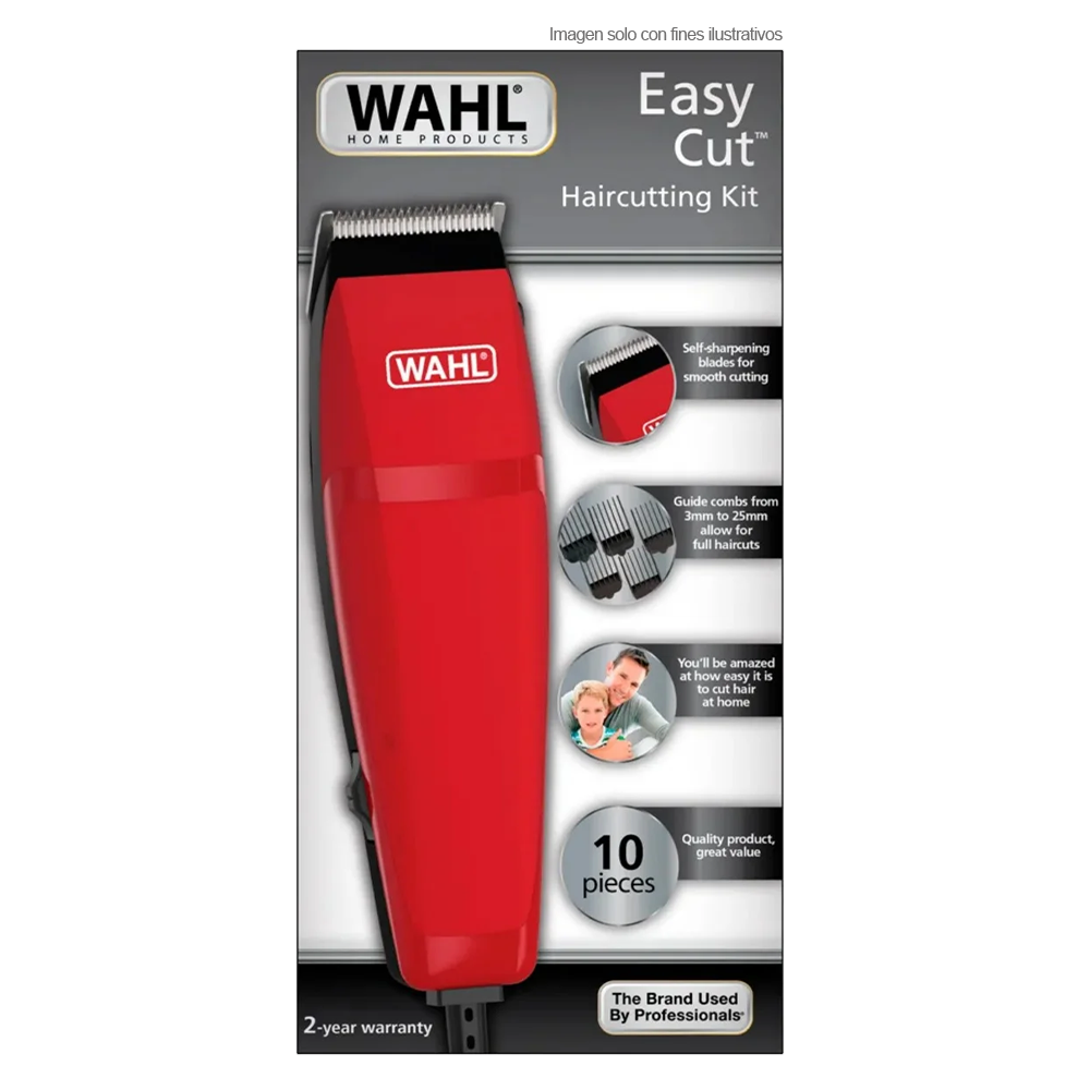 Maquina cortadora para cabello 9314-2708 WAHL, color rojo, 10 piezas.