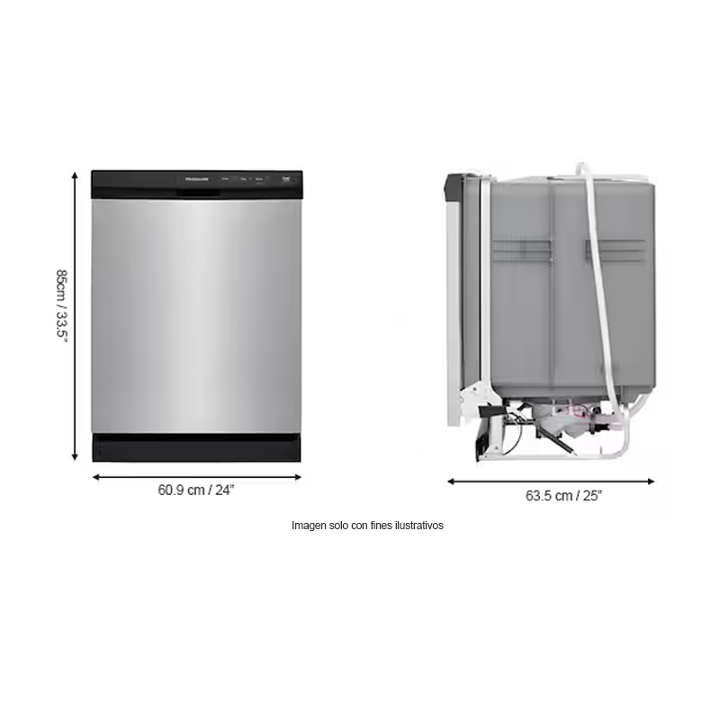 Lavaplatos empotrable 24" FFCD2413US Frigidaire mandos visible, acero inoxidable