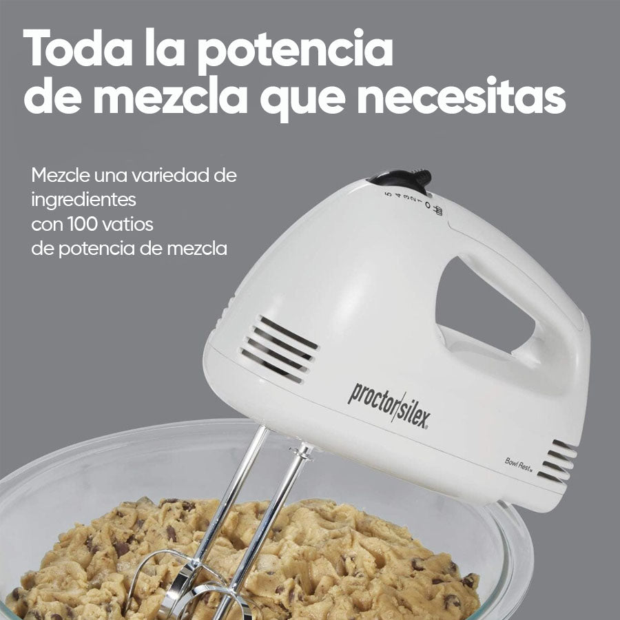 Batidora manual PS62509R Protor Silex 100W 5 velocidades color blanco