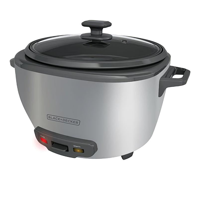 BLACK & DECKER OLLAS ELECTRICAS ARROCERA 20 TAZAS  RC5200M GRIS LUCES INDICADORAS TAZA MEDIDORA TAPA DE VIDRIO TEMPLADO RECIPIENTE ANTIADHERENTE