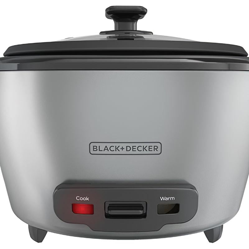 BLACK & DECKER OLLAS ELECTRICAS ARROCERA 20 TAZAS  RC5200M GRIS LUCES INDICADORAS TAZA MEDIDORA TAPA DE VIDRIO TEMPLADO RECIPIENTE ANTIADHERENTE