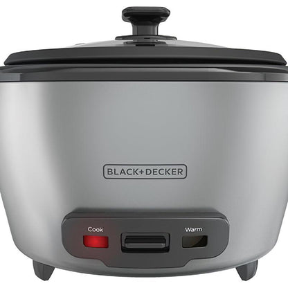 BLACK & DECKER OLLAS ELECTRICAS ARROCERA 20 TAZAS  RC5200M GRIS LUCES INDICADORAS TAZA MEDIDORA TAPA DE VIDRIO TEMPLADO RECIPIENTE ANTIADHERENTE