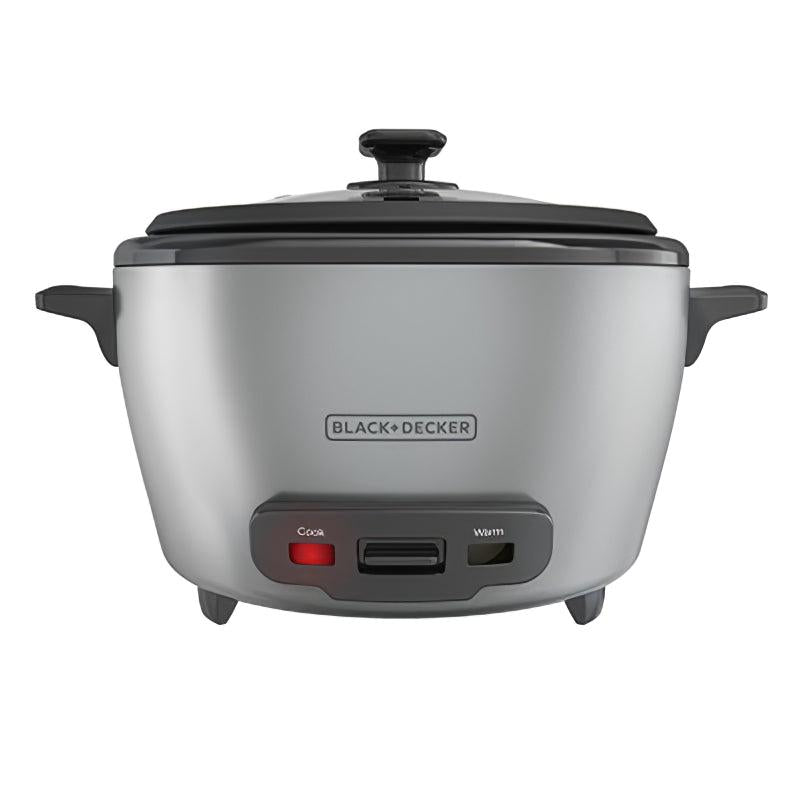 BLACK & DECKER OLLAS ELECTRICAS ARROCERA 20 TAZAS  RC5200M GRIS LUCES INDICADORAS TAZA MEDIDORA TAPA DE VIDRIO TEMPLADO RECIPIENTE ANTIADHERENTE