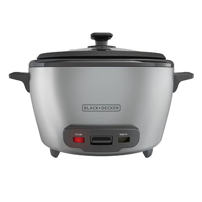 BLACK & DECKER OLLAS ELECTRICAS ARROCERA 20 TAZAS  RC5200M GRIS LUCES INDICADORAS TAZA MEDIDORA TAPA DE VIDRIO TEMPLADO RECIPIENTE ANTIADHERENTE