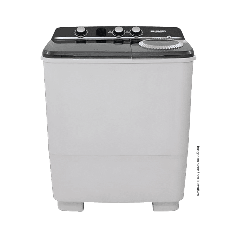 Lavadora Semiautomática, 12 kg, NWM-1210XL, Nisato, Doble tina con bomba de expulsión, Color blanco