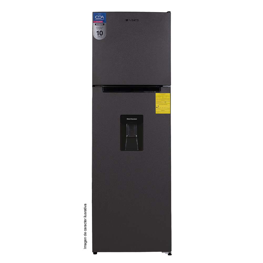 Refrigeradora 11.7pc Top Mount NRF-318SSWDMH Nisato con dispensador de agua color acero inoxidable