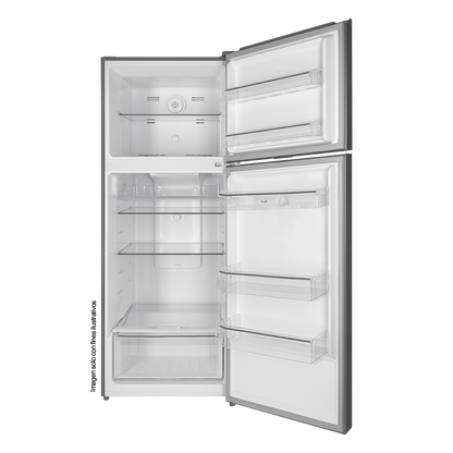Refrigeradora Top Mount 14pc NRF-417SSMH, color gris, estantería vidrio templado