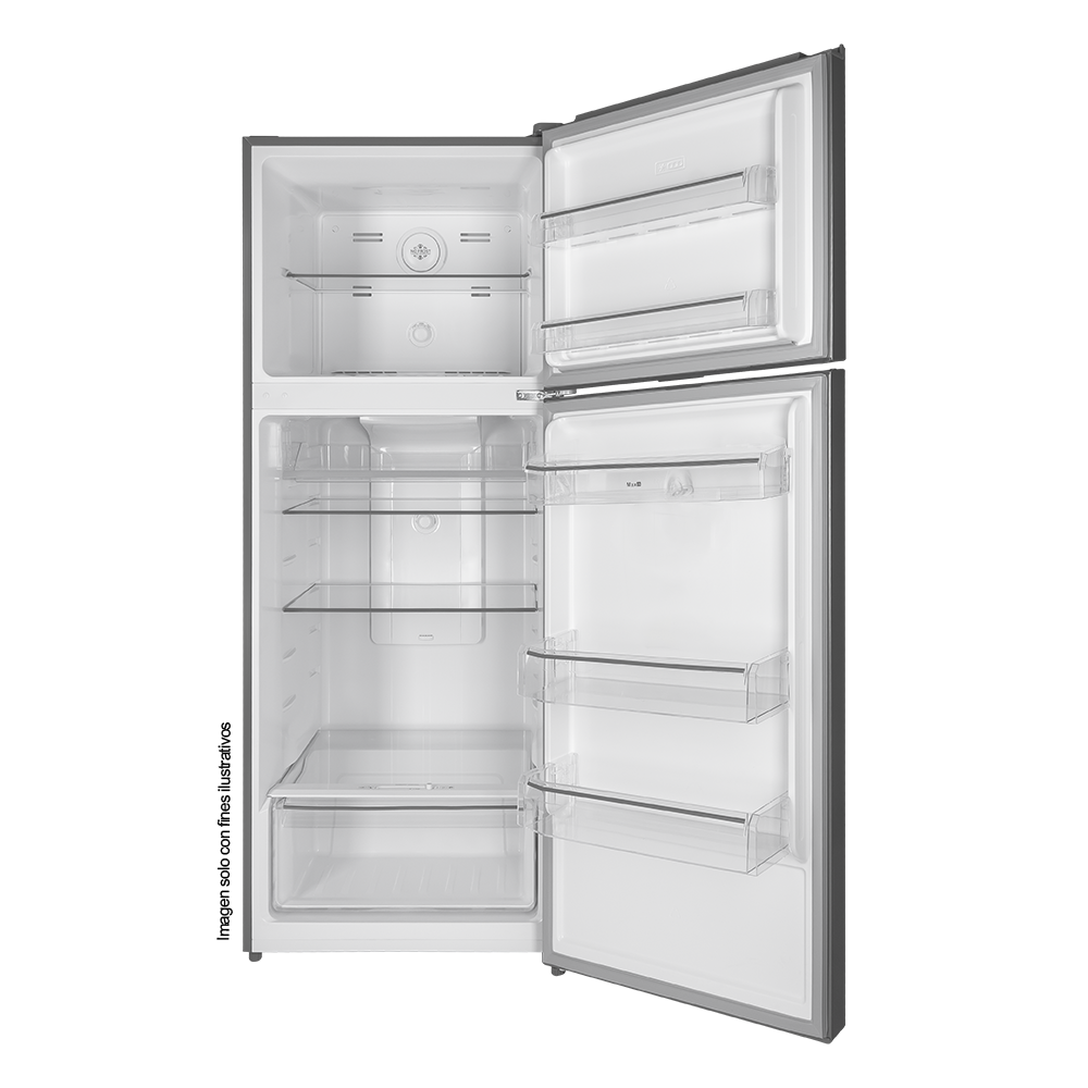 Refrigeradora Top Mount 14pc NRF-417SSMH, color gris, estantería vidrio templado