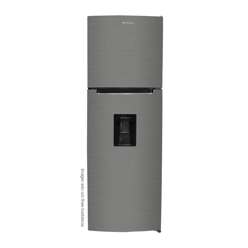 Refrigeradora 8.6pc NRF-288SWDHM Nisato, Top Mount color gris, bandeja de vidrio templado
