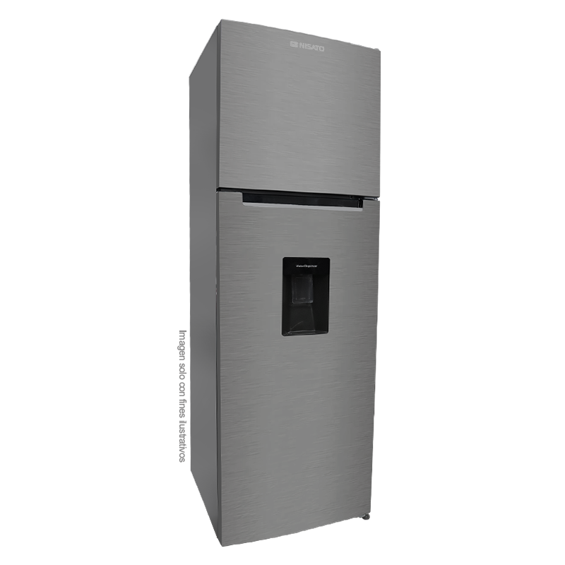 Refrigeradora 8.6pc NRF-288SWDHM Nisato, Top Mount color gris, bandeja de vidrio templado