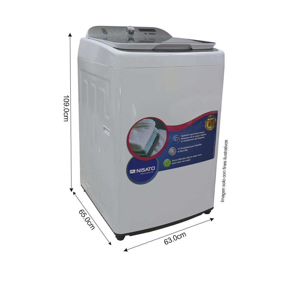 Lavadora automática 19kg NWMA-1901DM  Nisato, tambor de acero inoxidable