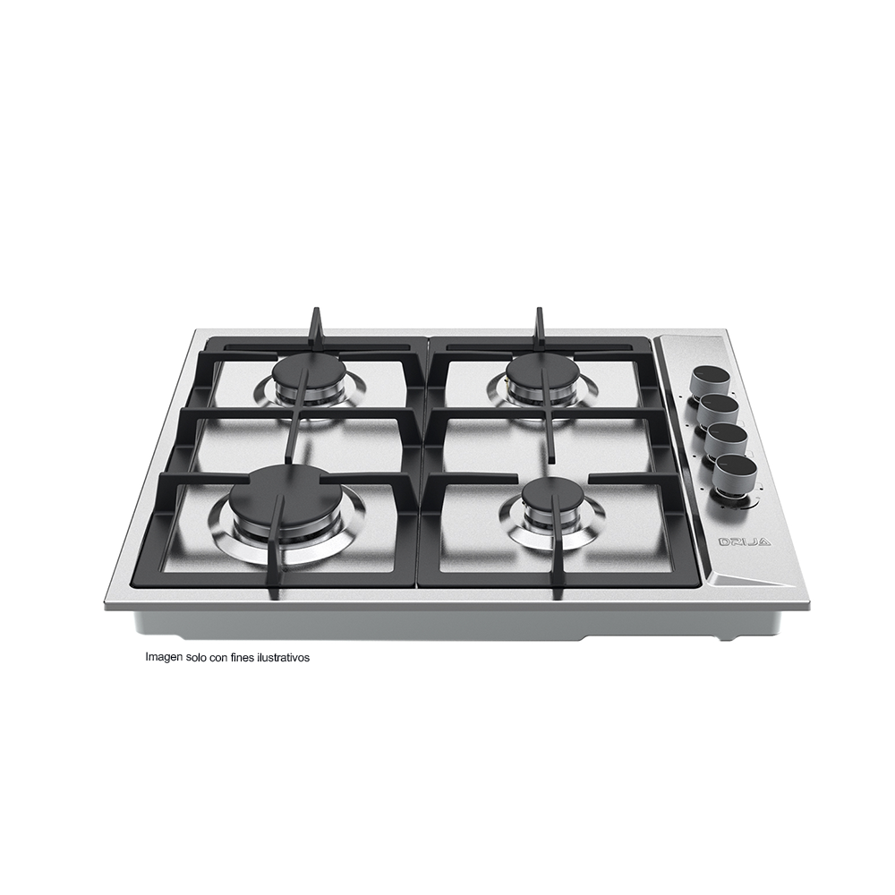Estufa a gas 24" empotrable modelo Turin 60 Drija, 4 quemadores