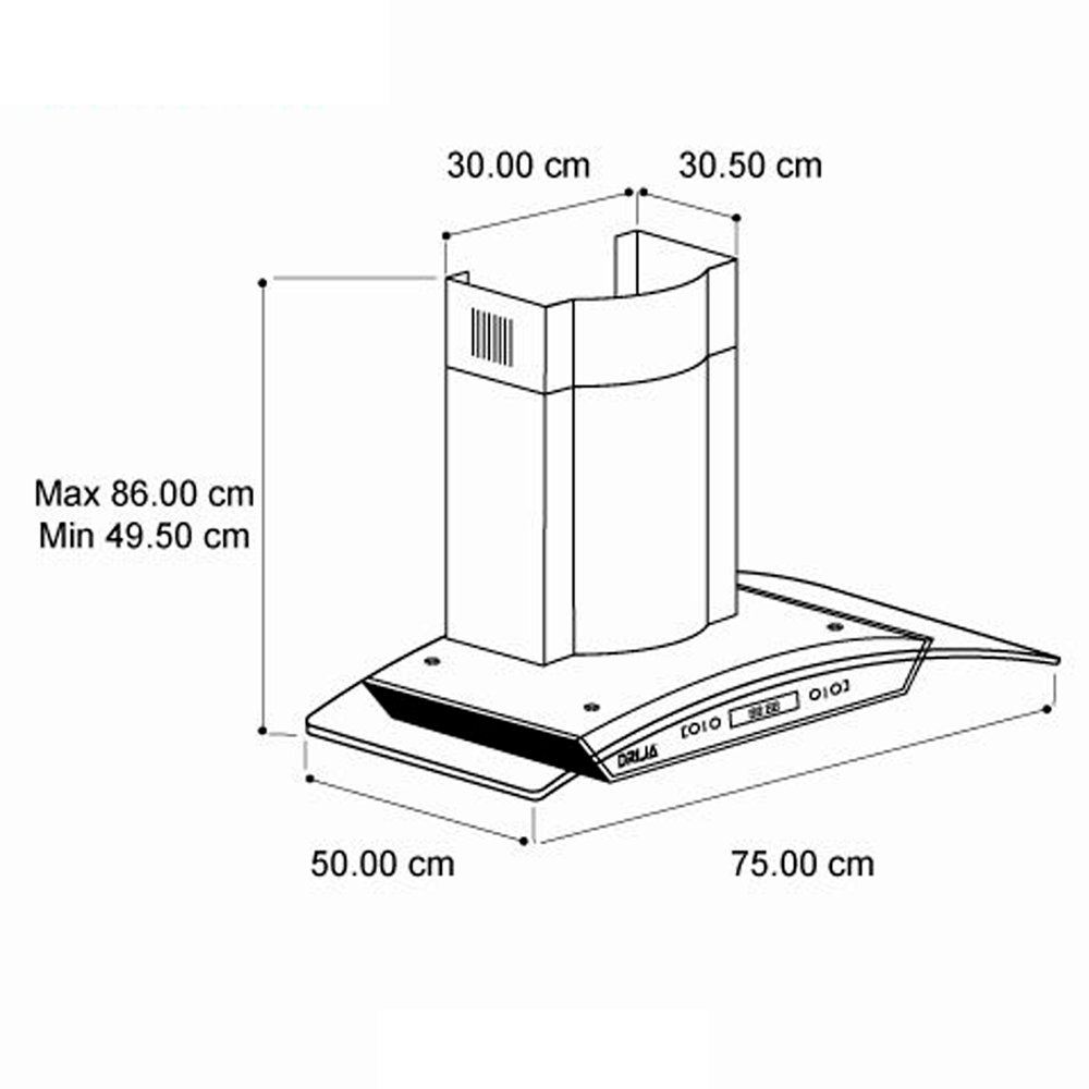 Extractor de grasa 30" DRIJA PRISMA TOUCH 76 filtro de aluminio