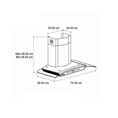 Extractor de grasa 30" DRIJA PRISMA TOUCH 76 filtro de aluminio