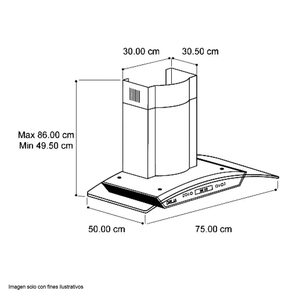 Extractor de grasa 30" DRIJA PRISMA TOUCH 76 filtro de aluminio