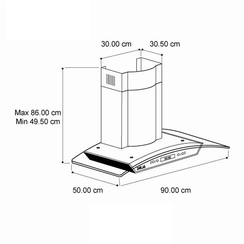 Extractor de grasa 36" campana pared prisma touch 90 DRIJA filtros de aluminio