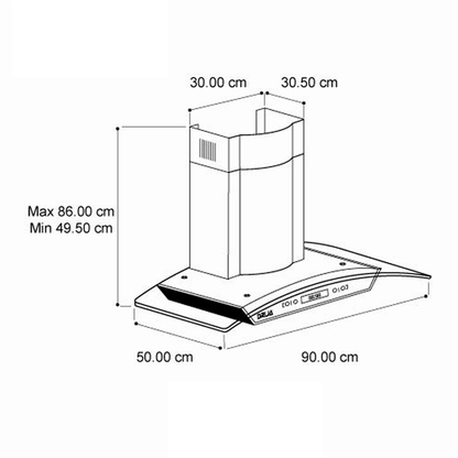 Extractor de grasa 36" campana pared prisma touch 90 DRIJA filtros de aluminio