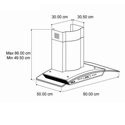 Extractor de grasa 36" campana pared prisma touch 90 DRIJA filtros de aluminio