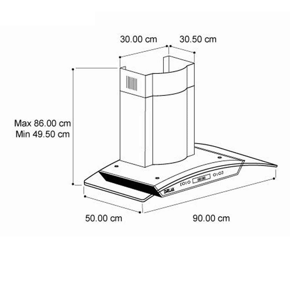 Extractor de grasa 36" campana pared prisma touch 90 DRIJA filtros de aluminio