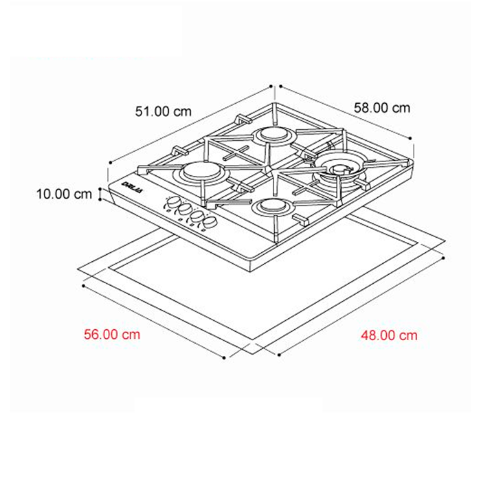 Estufa empotrable de 24" Milan 60 Drija de Acero inoxidable