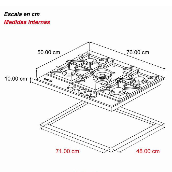 DRIJA  ESTUFA  30"  GAS MILAN 76 ACERO INOXIDABLE