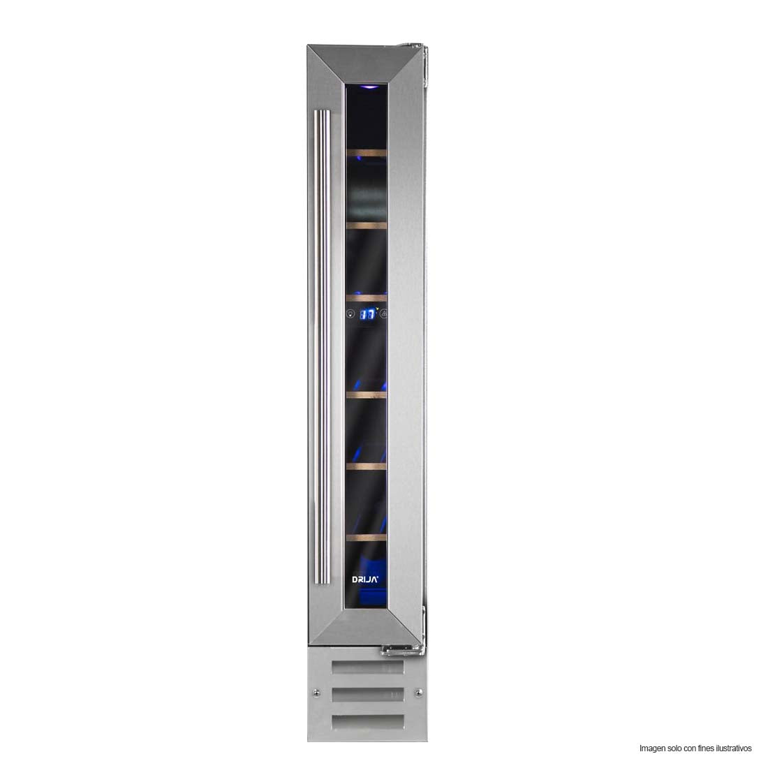 Refrigeradora cava de vino Malbec 7 Drija acero inoxidable para 7 botellas Luz led azul