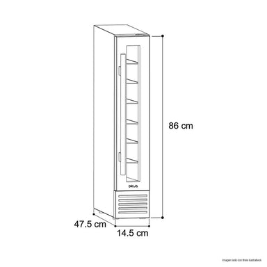 Refrigeradora cava de vino Malbec 7 Drija acero inoxidable para 7 botellas Luz led azul