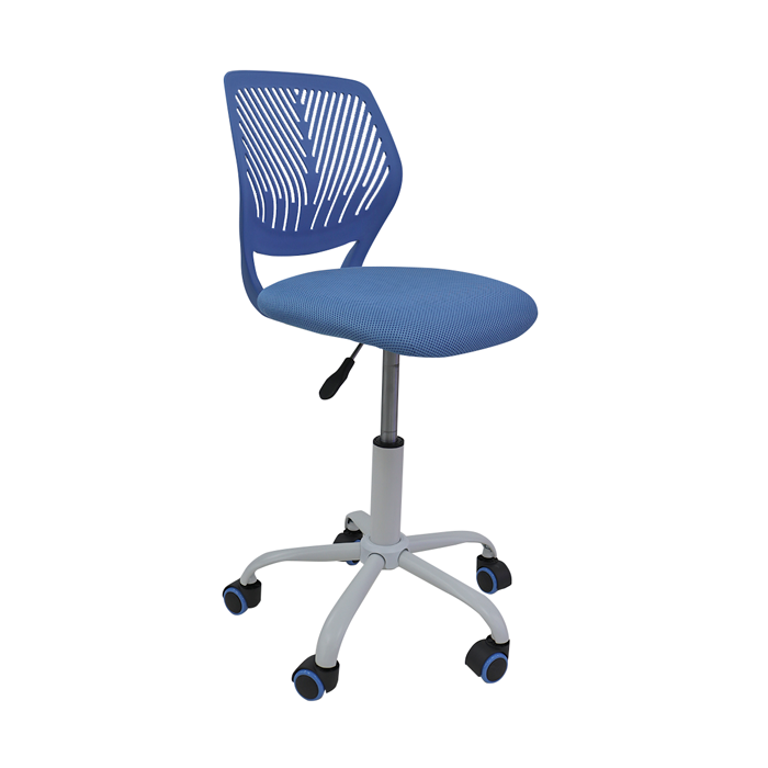 Silla juvenil Carnation con asiento de tela ajustable con ruedas de color azul