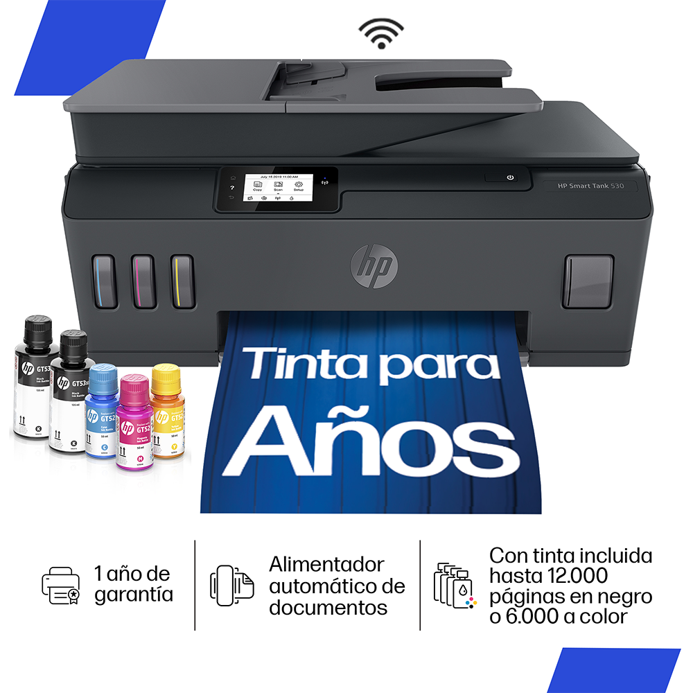 Impresora Multifuncional HP Smart Tank 530 Wi-Fi Bluettoth ADF