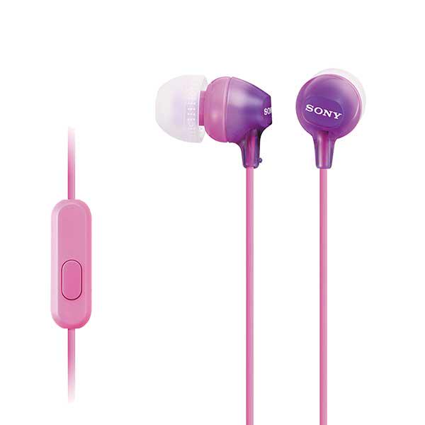 Audífonos in ear alámbricos, MDR-EX15AP, Sony, color violeta con micrófono