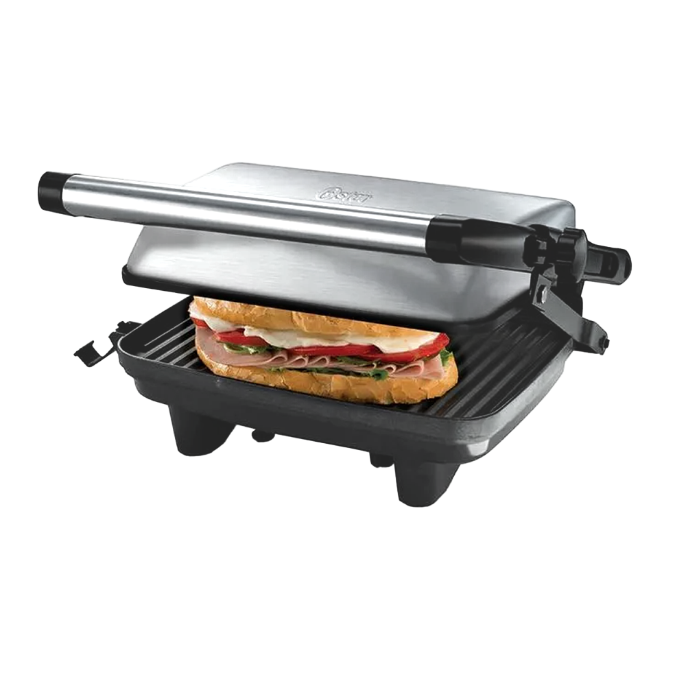 Sandwichera Panini CKSTPA2880 Oster, altura ajustable acero inoxidable