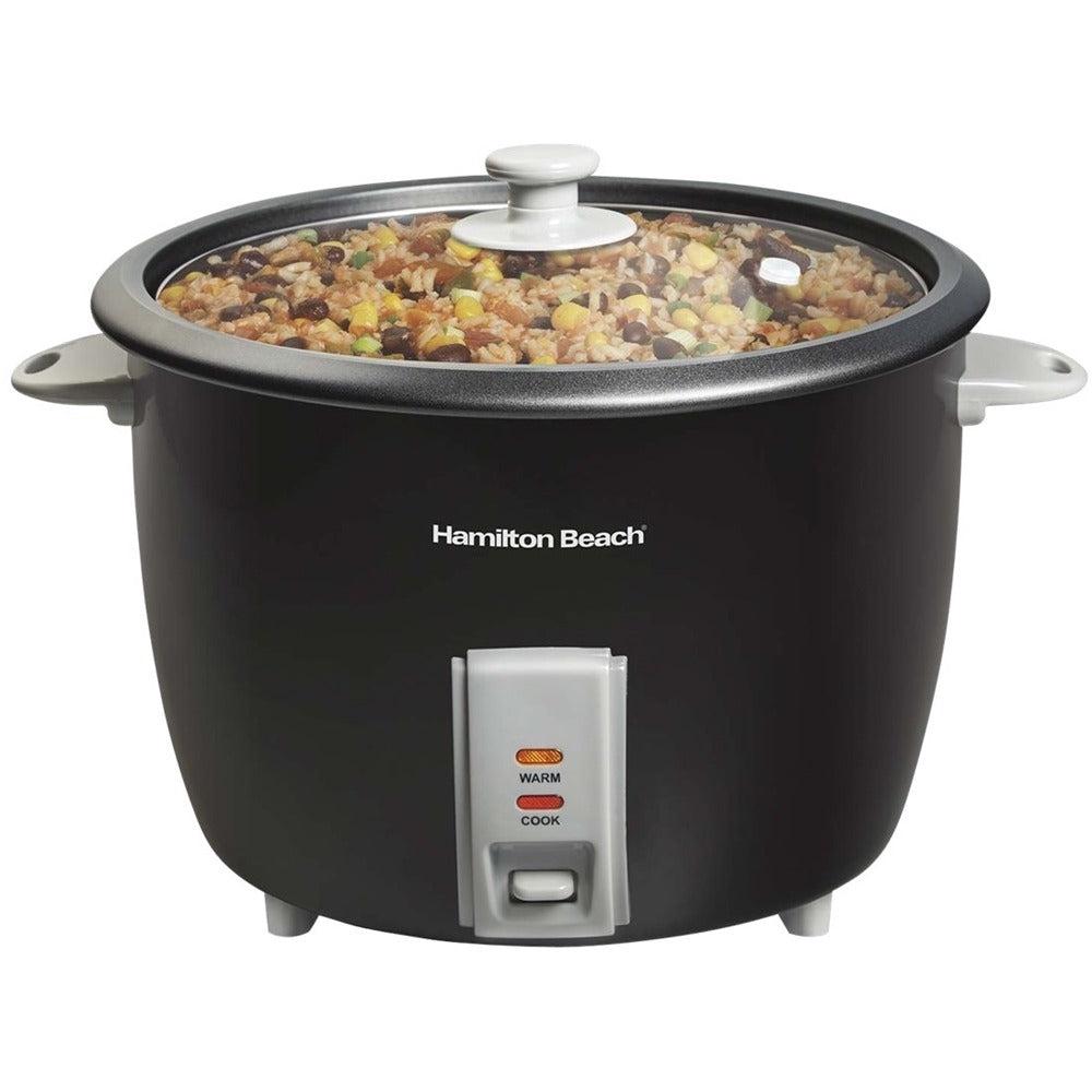 Olla eléctrica arrocera 30 tazas HB37550 Hamilton Beach color negro tazón antiadherente