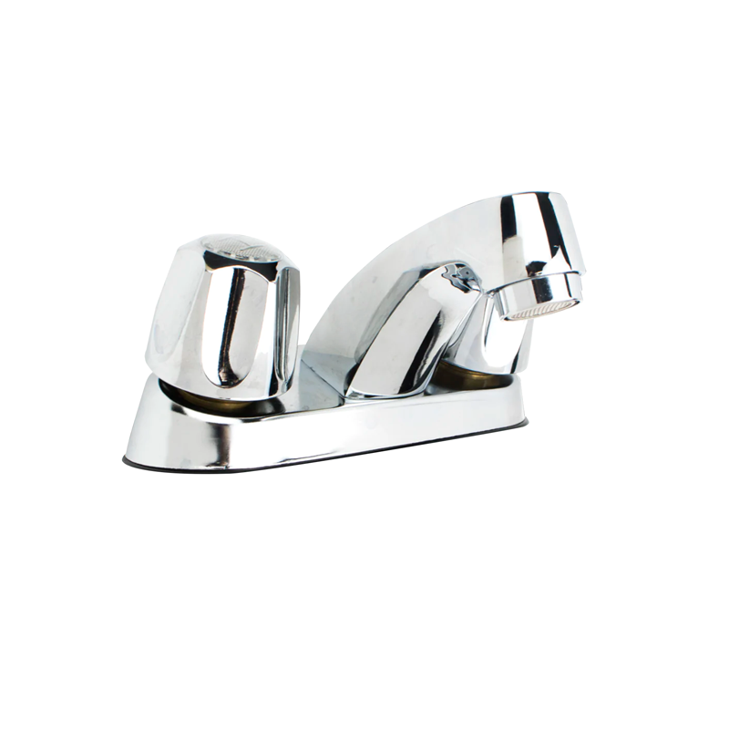 Llave doble de 4” para lavamanos copa cromada