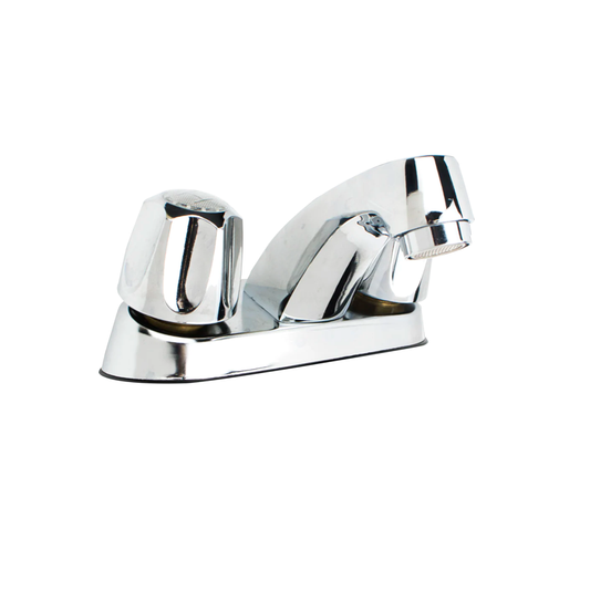 Llave doble de 4” para lavamanos copa cromada