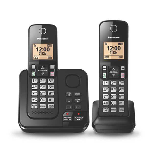 Panasonic KX-TGC362LAB Telefono Inalámbrico Negro 2 Auriculares