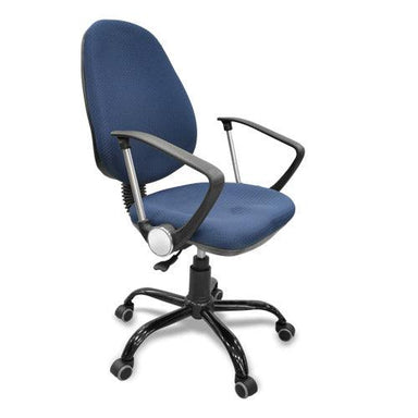 Silla ejecutiva DC-102 ergonómica tapizada con tela damasco color azul