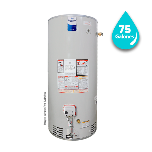 Calentador de agua a gas de 75 galones BRADFORD WHITE. RG-2-75H6X