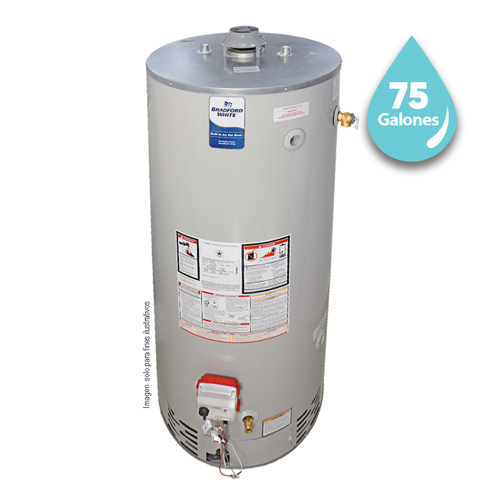 Calentador de agua a gas de 75 galones BRADFORD WHITE. RG-2-75H6X