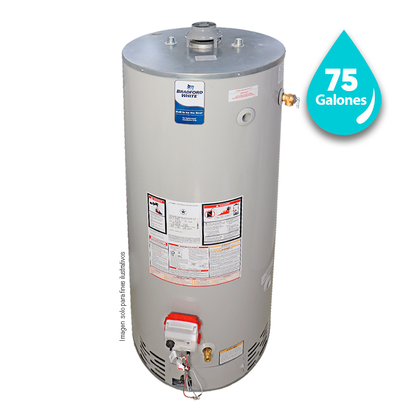 Calentador de agua a gas de 75 galones BRADFORD WHITE. RG-2-75H6X