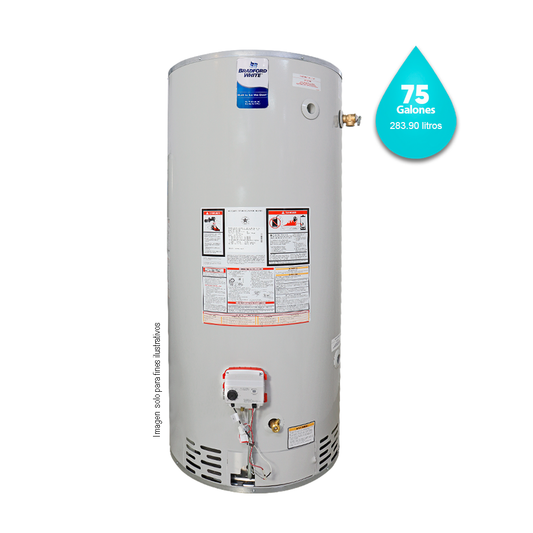 Calentador de agua a gas de 75 galones BRADFORD WHITE. RG-2-75H6X