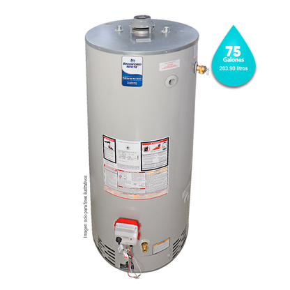 Calentador de agua a gas de 75 galones BRADFORD WHITE. RG-2-75H6X