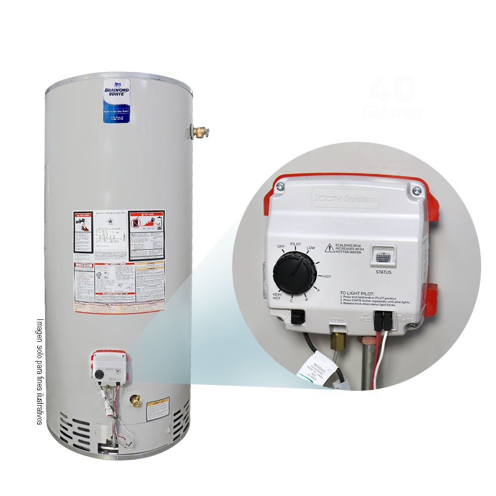 Calentador a gas 40 GL RG-2-40S6X. BRADFORD WHITE