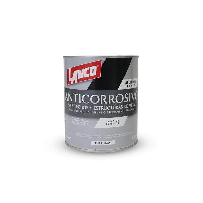 LANCO PINTURA ANTICORROSIVA NEGRO 1/4 GALON