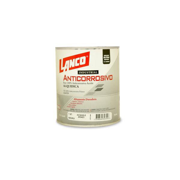 LANCO PINTURA ANTICORROSIVA INDUSTRIAL NEGRO 1/4 GALON