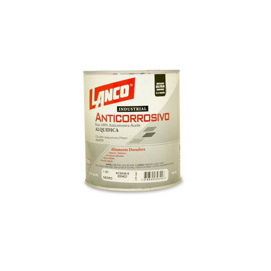 LANCO PINTURA ANTICORROSIVA INDUSTRIAL NEGRO 1/4 GALON