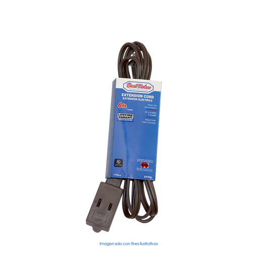 Extensión eléctrica 6 pies(1.8mts) color chocolate, modelo E27506