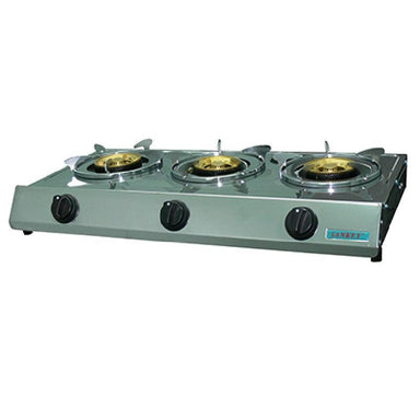 SANKEY  ESTUFA   3 Q  DE MESA GAS  GSB-33C  ACERO INOXIDABLE  QUEMADORES DE BRONCE