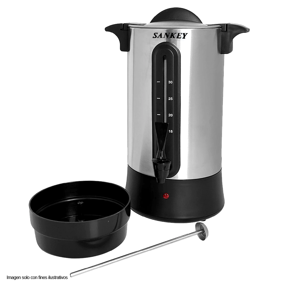 Cafetera percoladora eléctrica 30 tazas CM-3011 Sankey  acero inoxidable