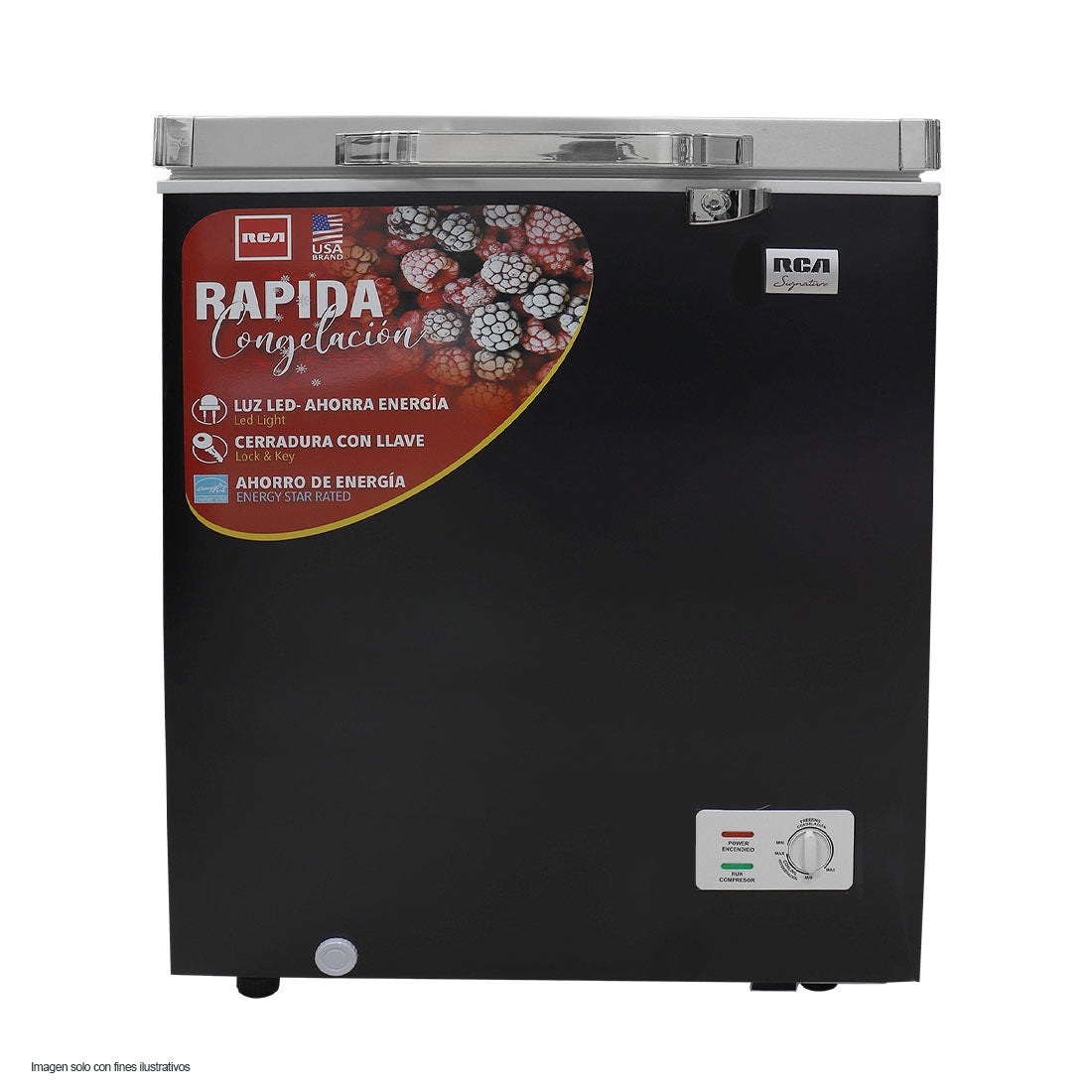 Congelador horizontal 5 pc RCSF54DA RCA color negro cierre con llave