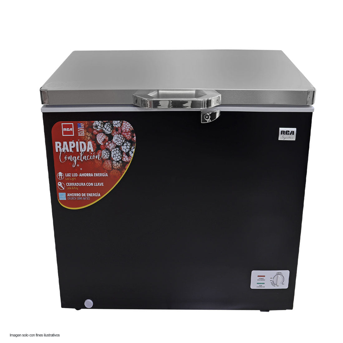 Congelador horizontal 5 pc RCSF54DA RCA color negro cierre con llave